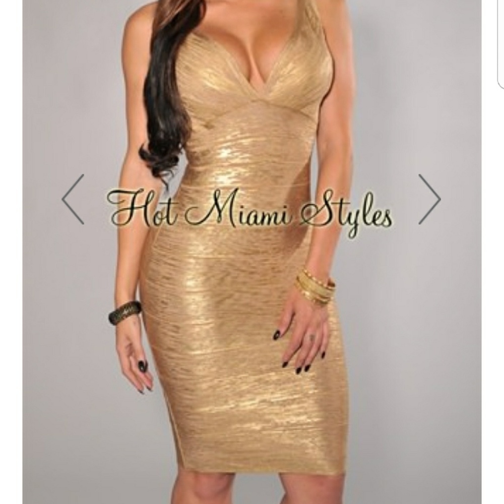 Nwt beautiful gold bandage dress